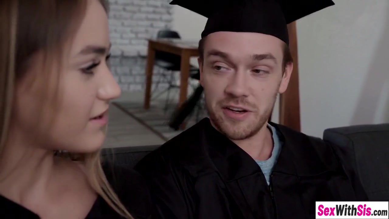 teen 18+ stepsister rides stepbros cock after graduation