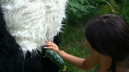 sex in the woods with a massive toy panda