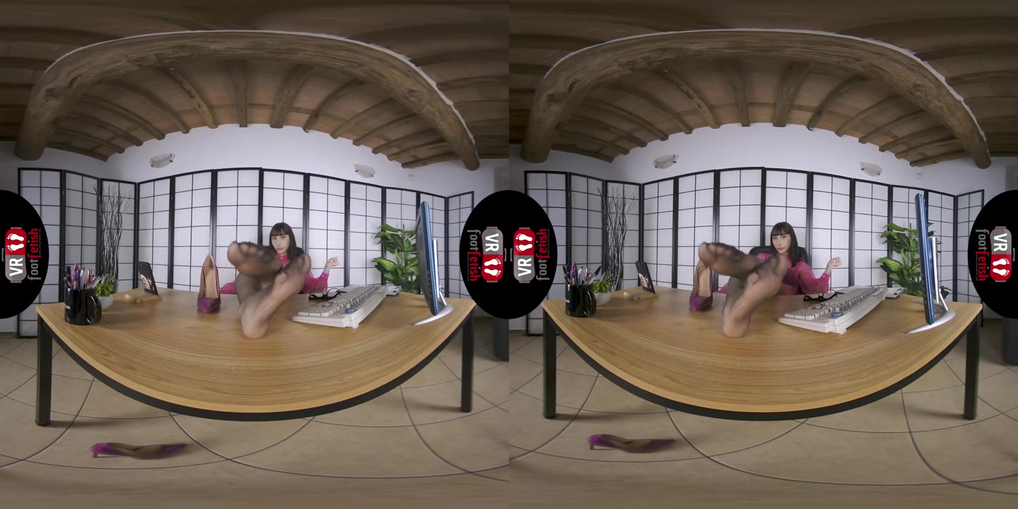 Outstanding Brunette Secretary Reine Vixen Loves Posing Her Hot Feet With Stockings In VR - VRFootFetish