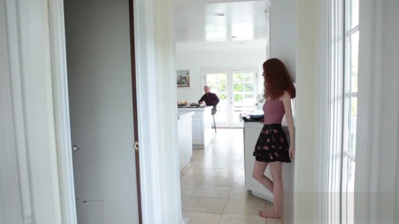 Stunning ginger Abbey Rain sucks hard dick and gets her bushy cunt penetrated