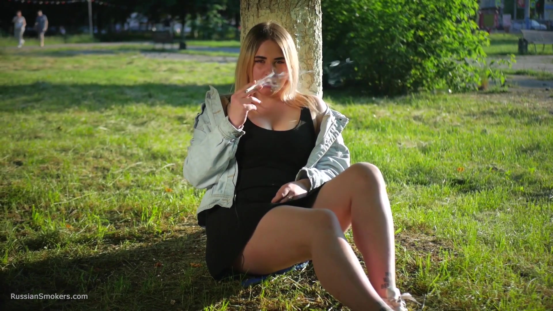 Nastya Is Smoking In The Park