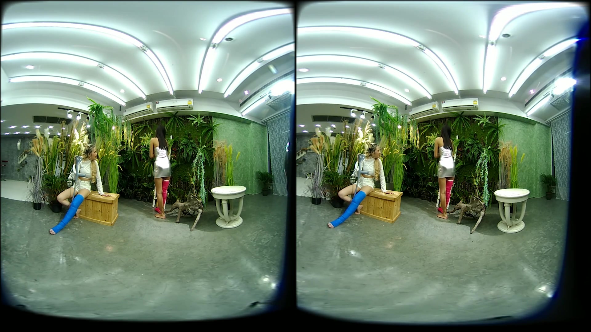 2 Girls With Long Cast Leg Visit A Flower Store 2 - VRPussyVision