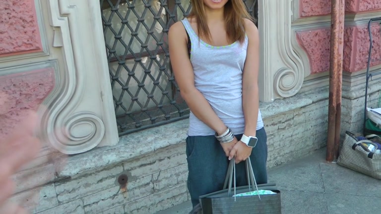 Horny redhead strips in public and fucks