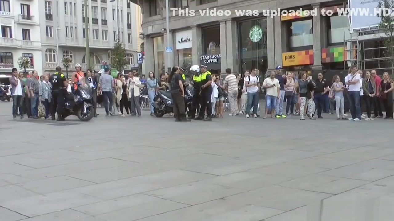 Naked ginger slave led through Madrid