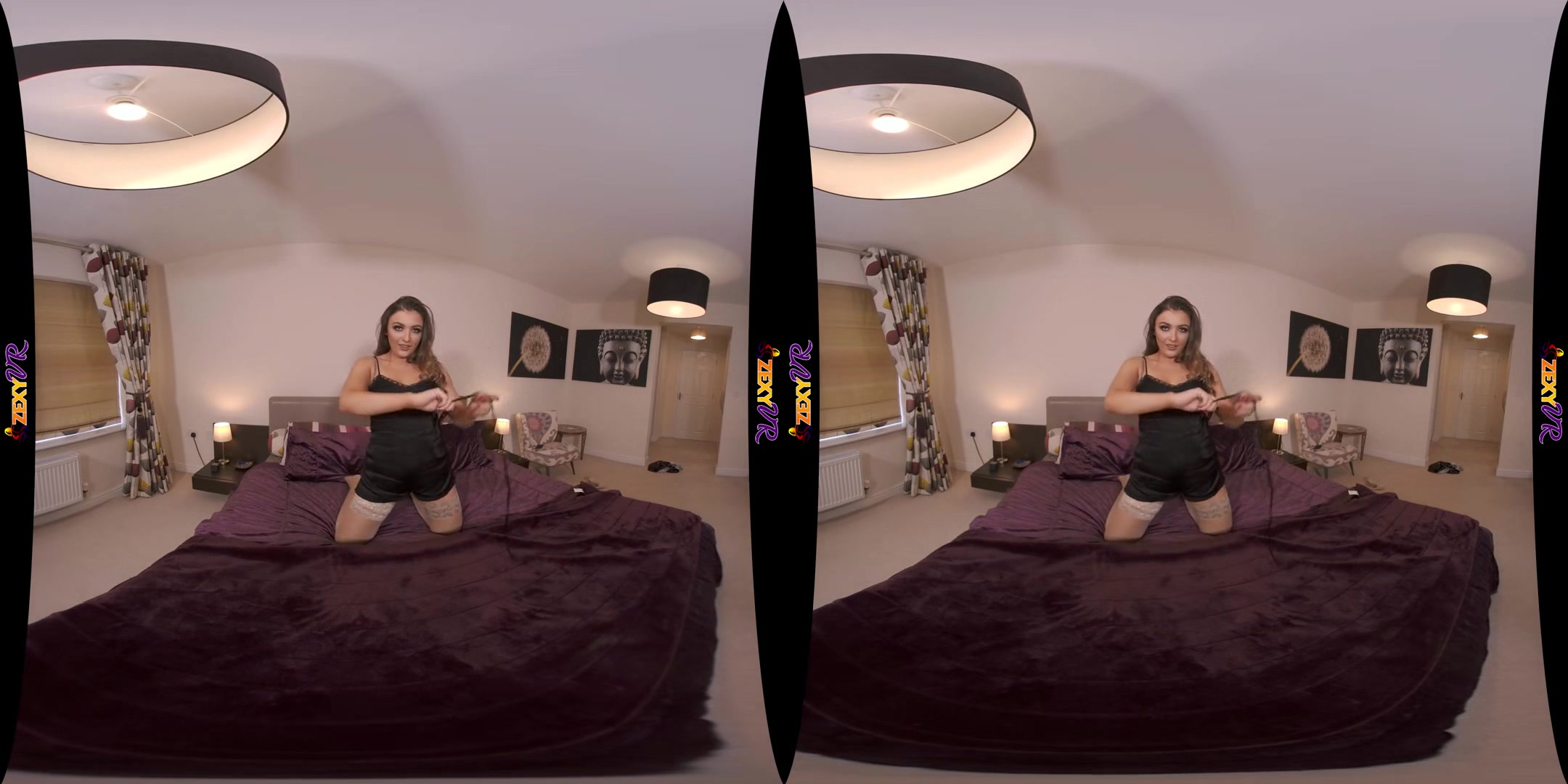 Just For You - Beautiful Brunette Solo Striptease on the Bed