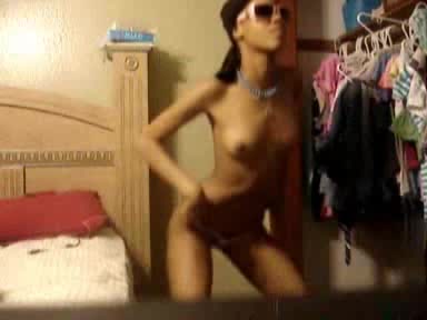 Cute homemade striptease video by young skinny chick