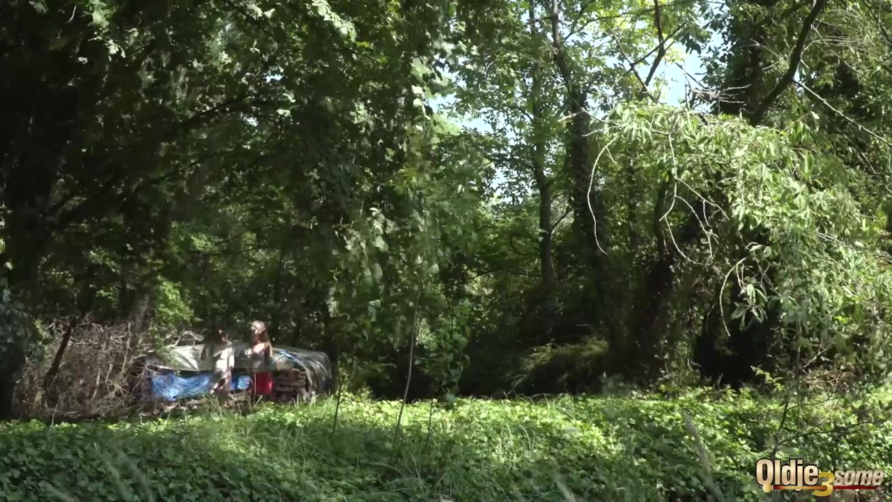 Amateur teens 18+ spy on grandpa and both fuck him hard