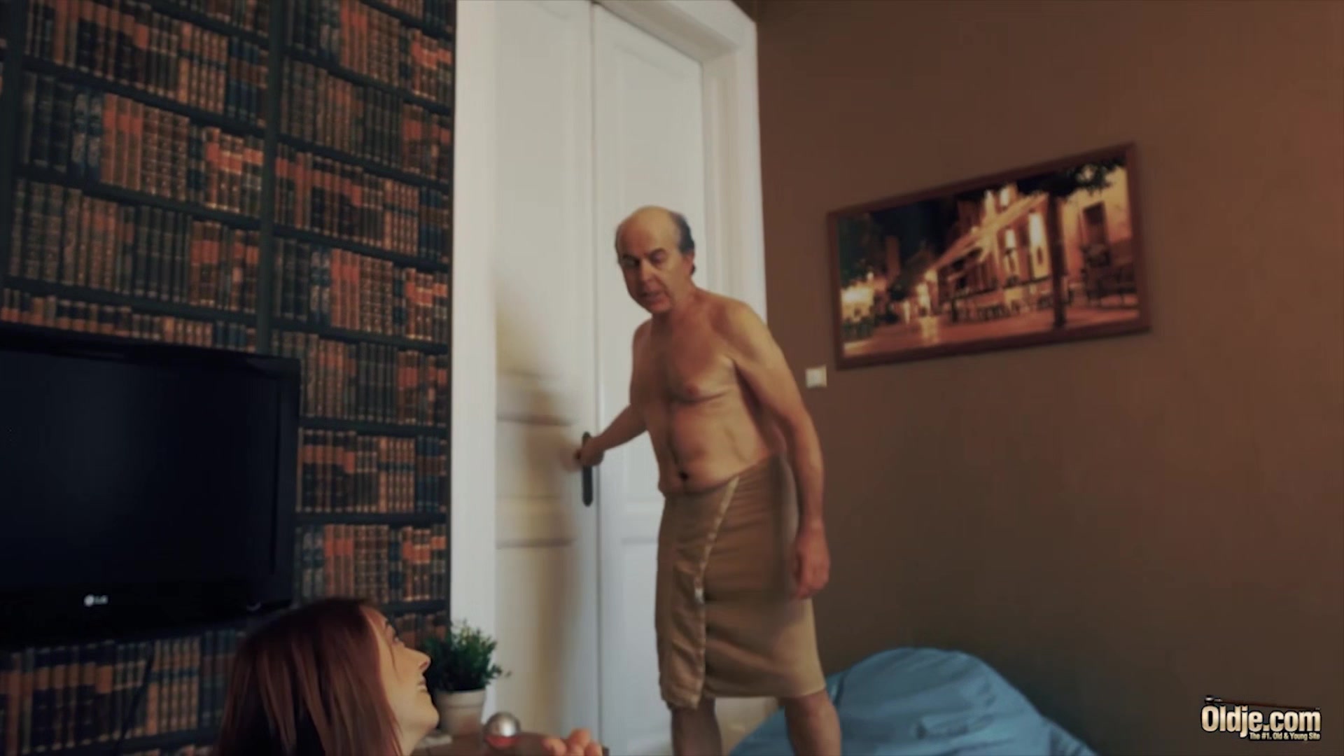 Evening sex with grandpa and teen 18+ super hot and sexy