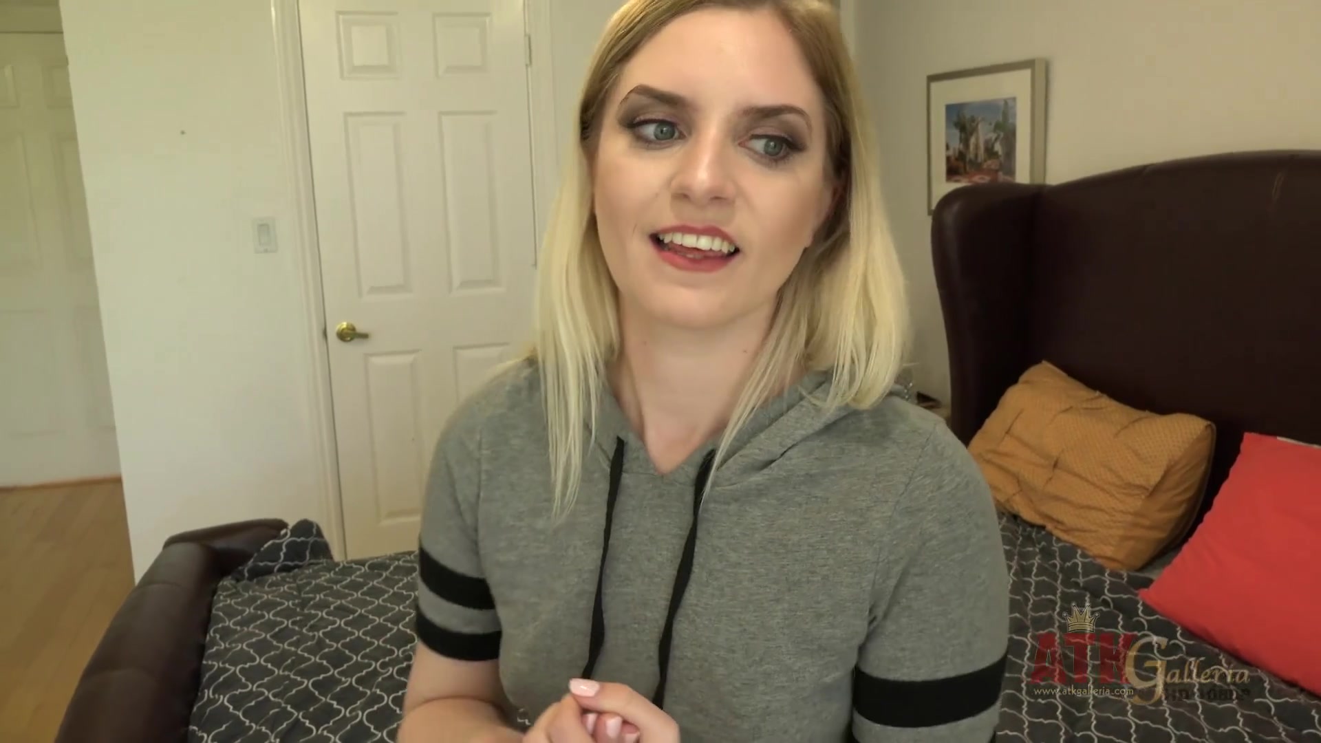 Cute blonde babe is masturbating at casting