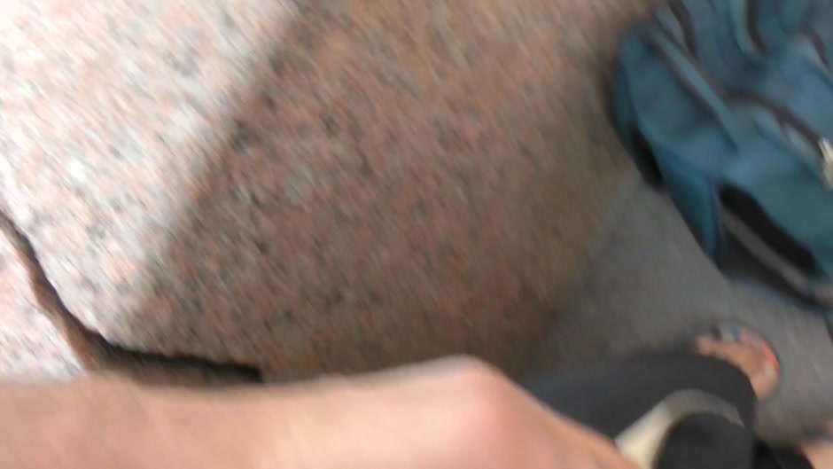 Lusty blonde does anal fisting in public