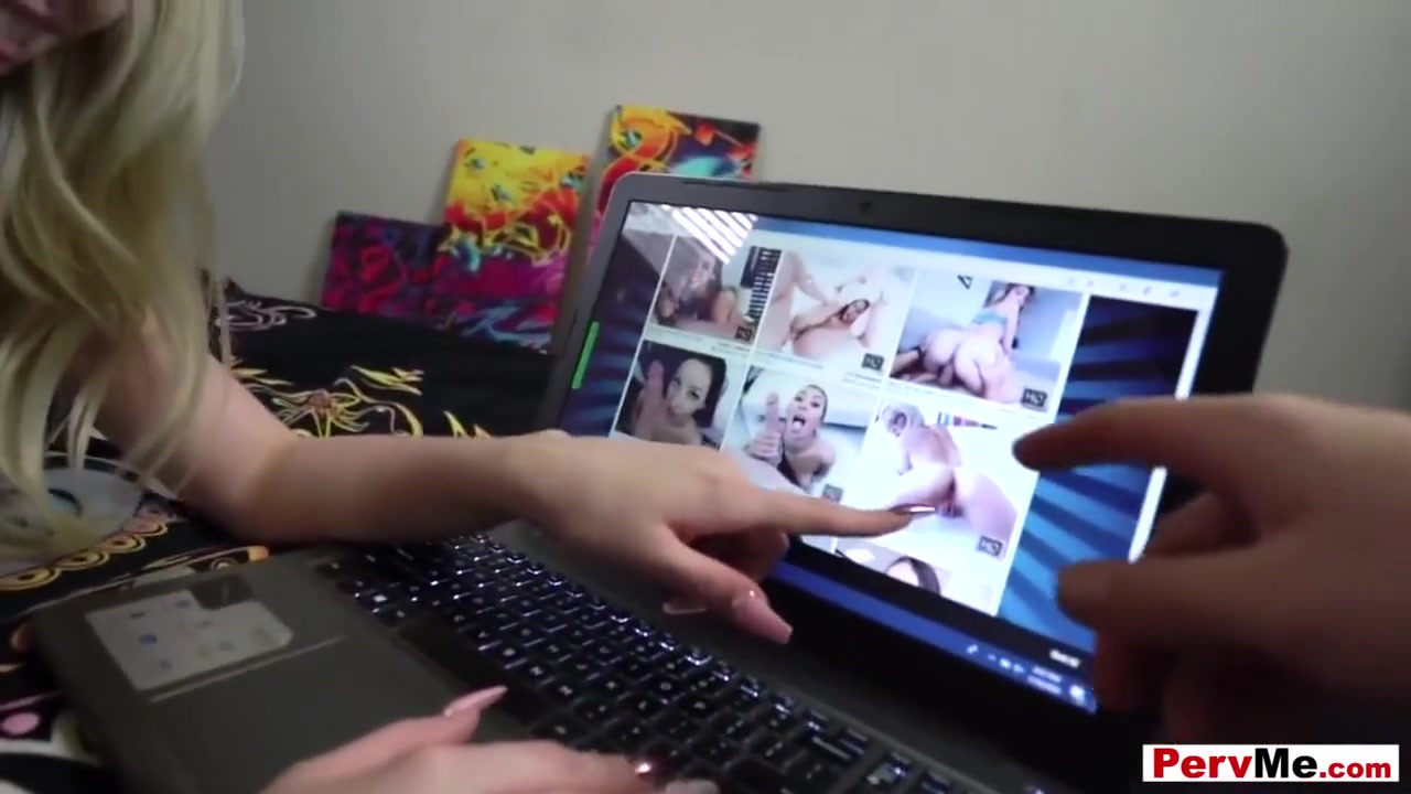 Cute Blonde Stepsis Was Curious About My Porn Stash
