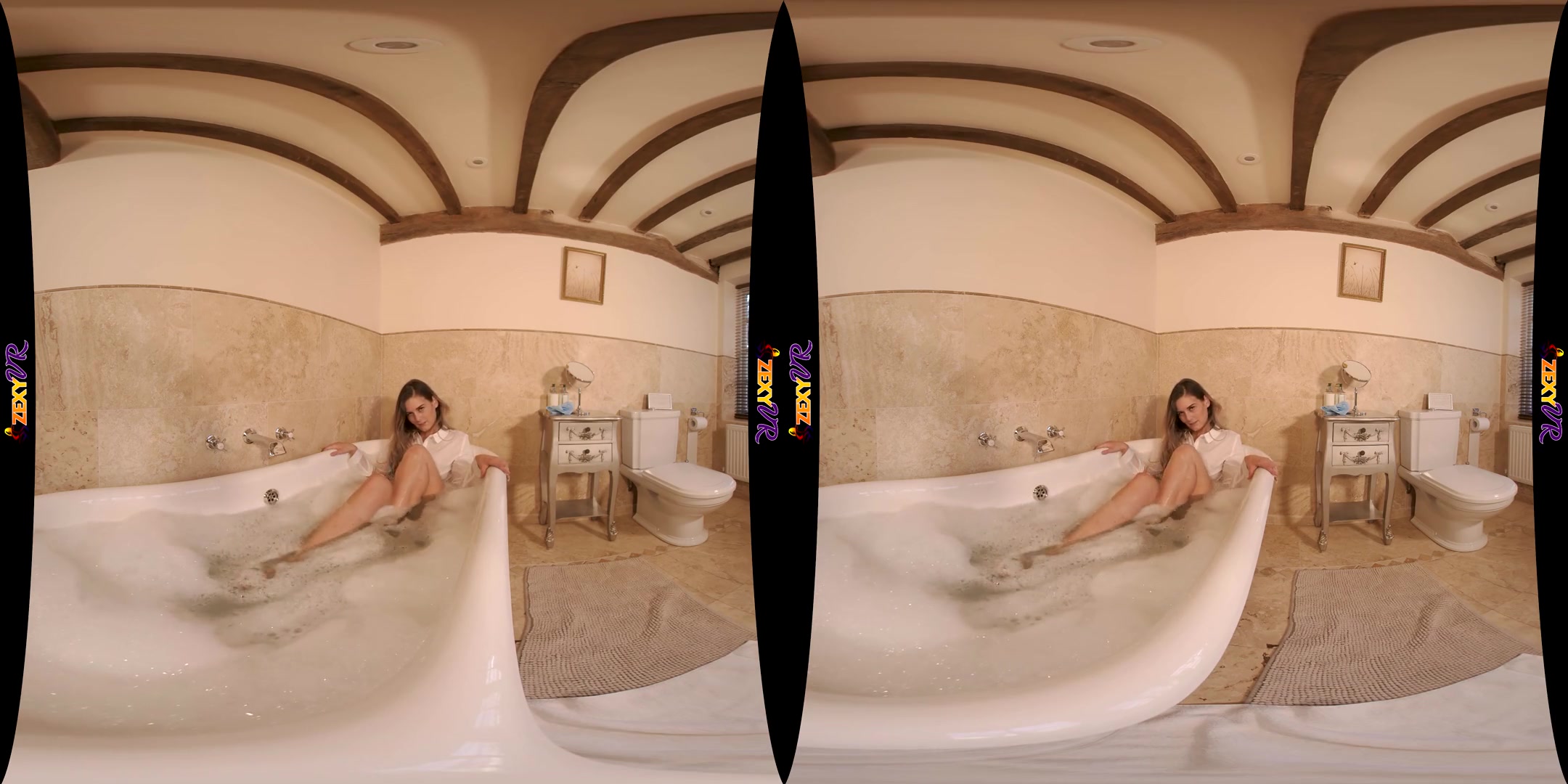 Bubble Trouble - Amateur MILF Wet Shirt in the Bathtub