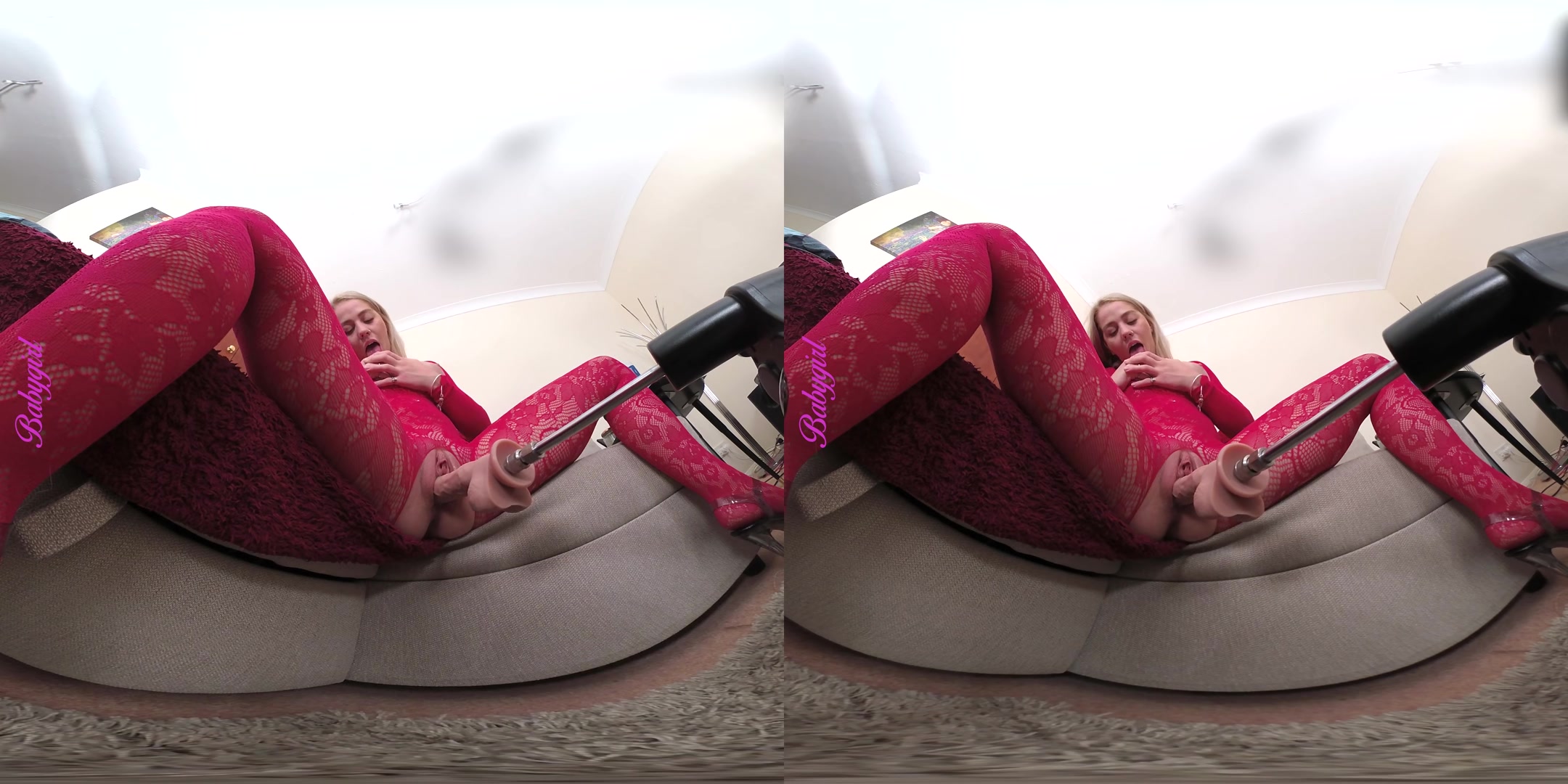 Busty Blonde In A Red Lace Suit - perVRt
