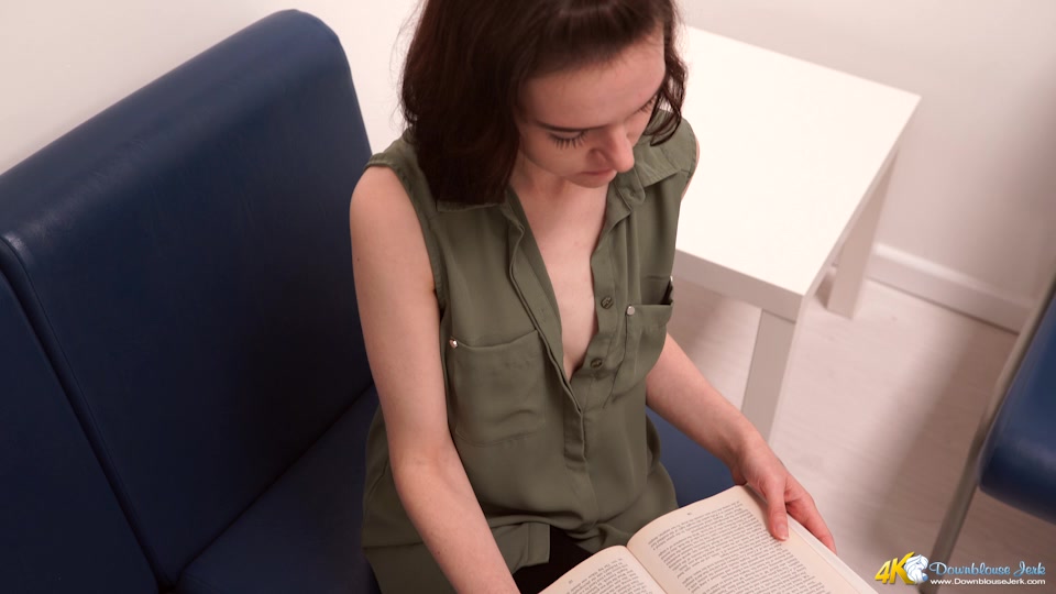 Emily in Waiting Room Fun - DownblouseJerk