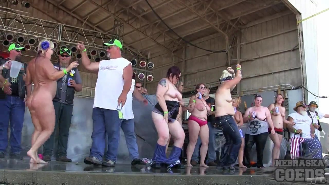Big Fake twins Saturday Contest at Abate 2014 Algona Iowa Biker Rally - NebraskaCoeds