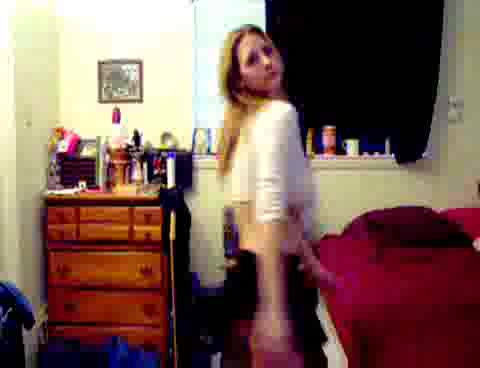 Big tittied blonde strips for the internet audience