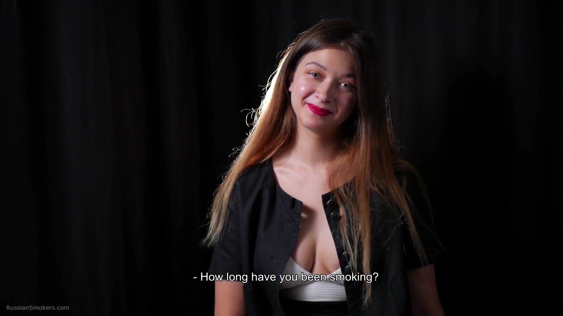 Irina Is Giving An Interview While Smoking