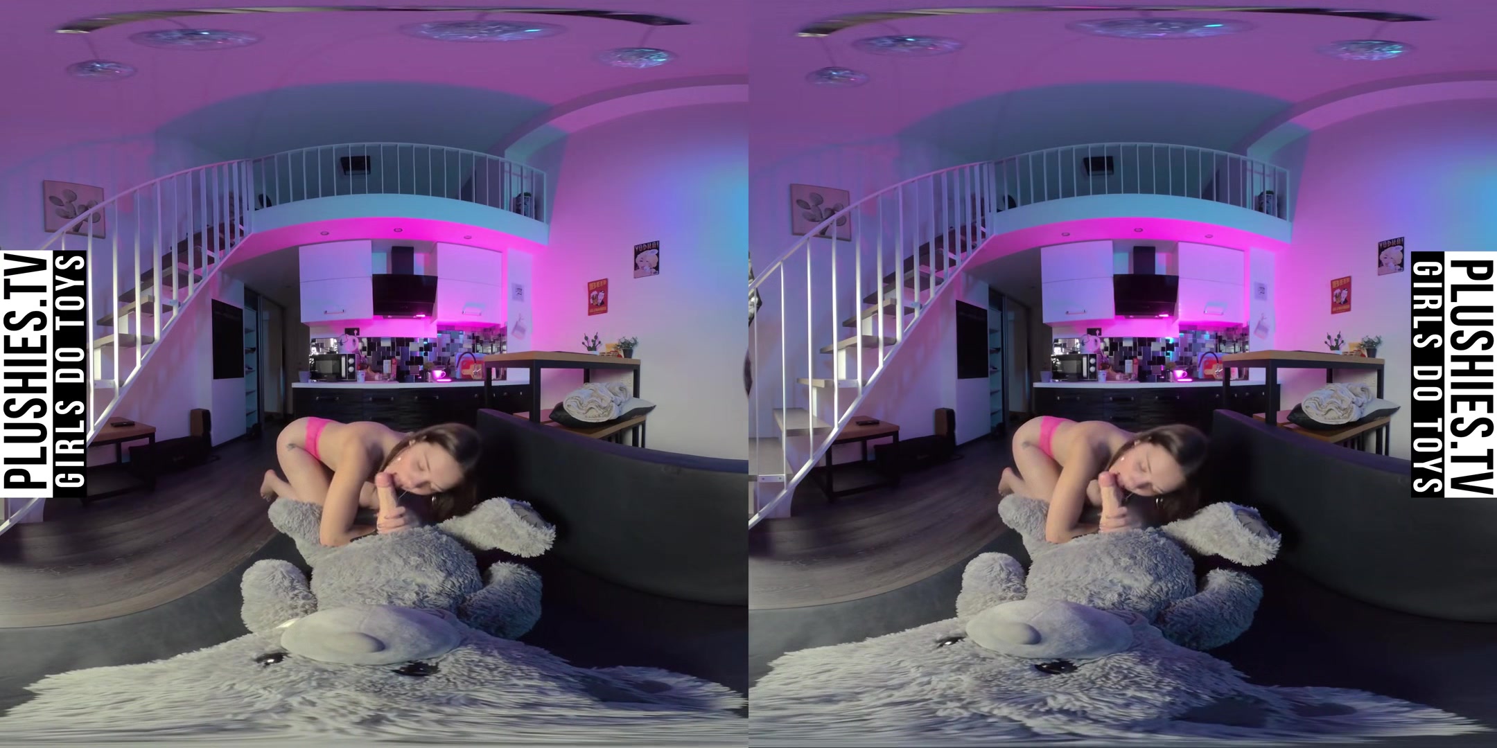 Euphoria - Strapon Sex In The Kitchen With Teddy Bear; Amateur VR Porn with Big Dildo