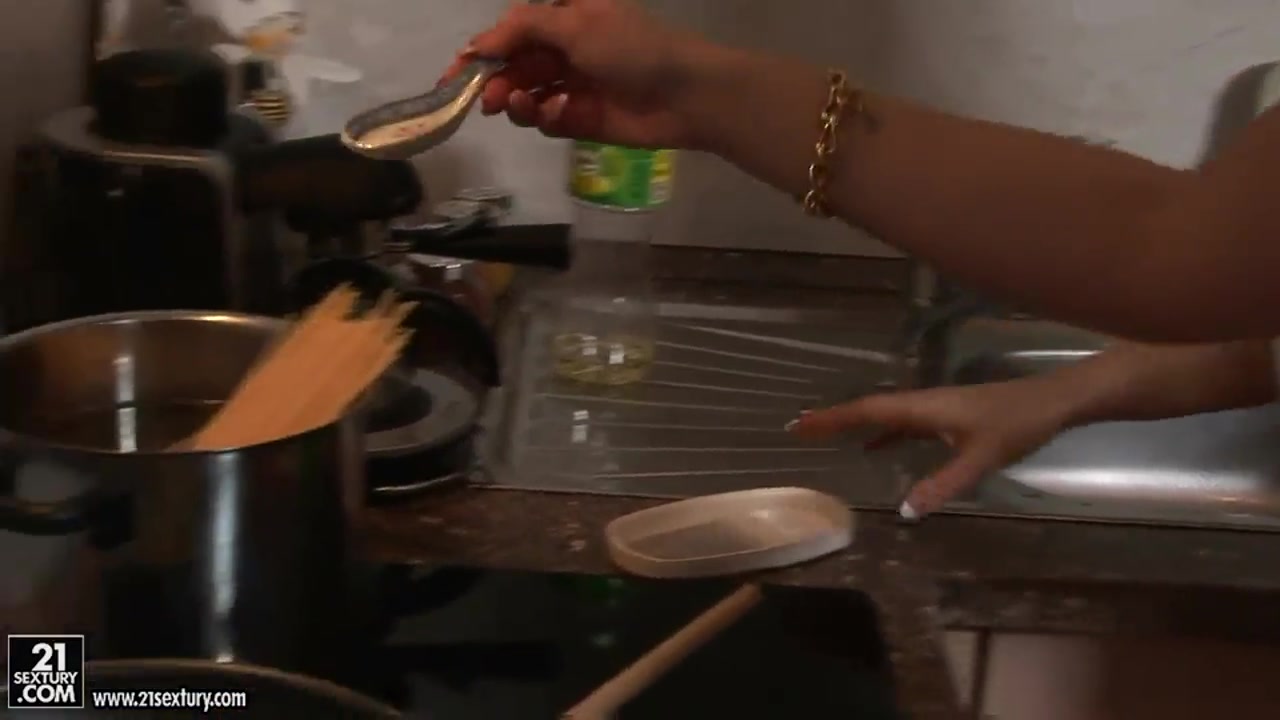 Aleska Diamond and Aletta Ocean are cooking.