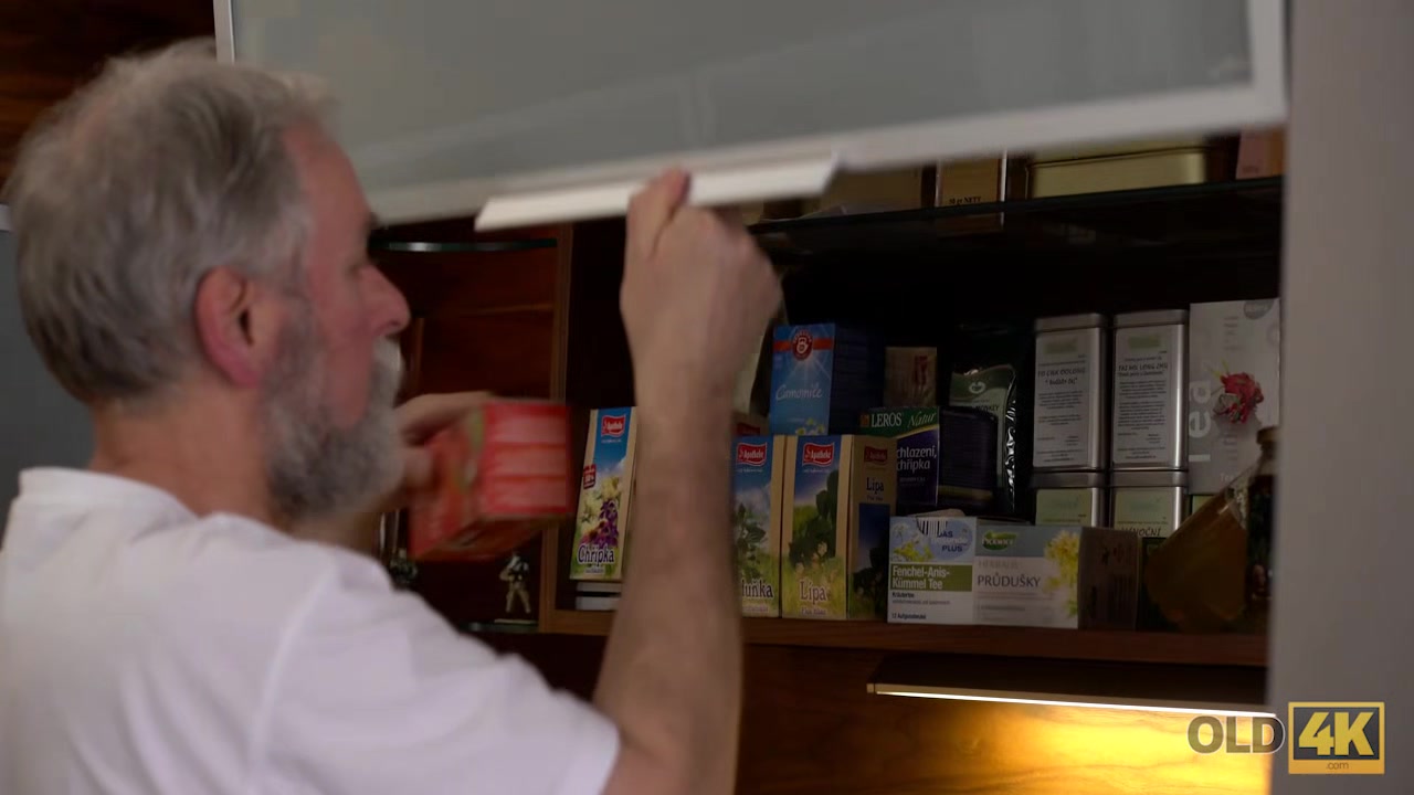 OLD4K. New morning starts for blonde and her old spouse with sex