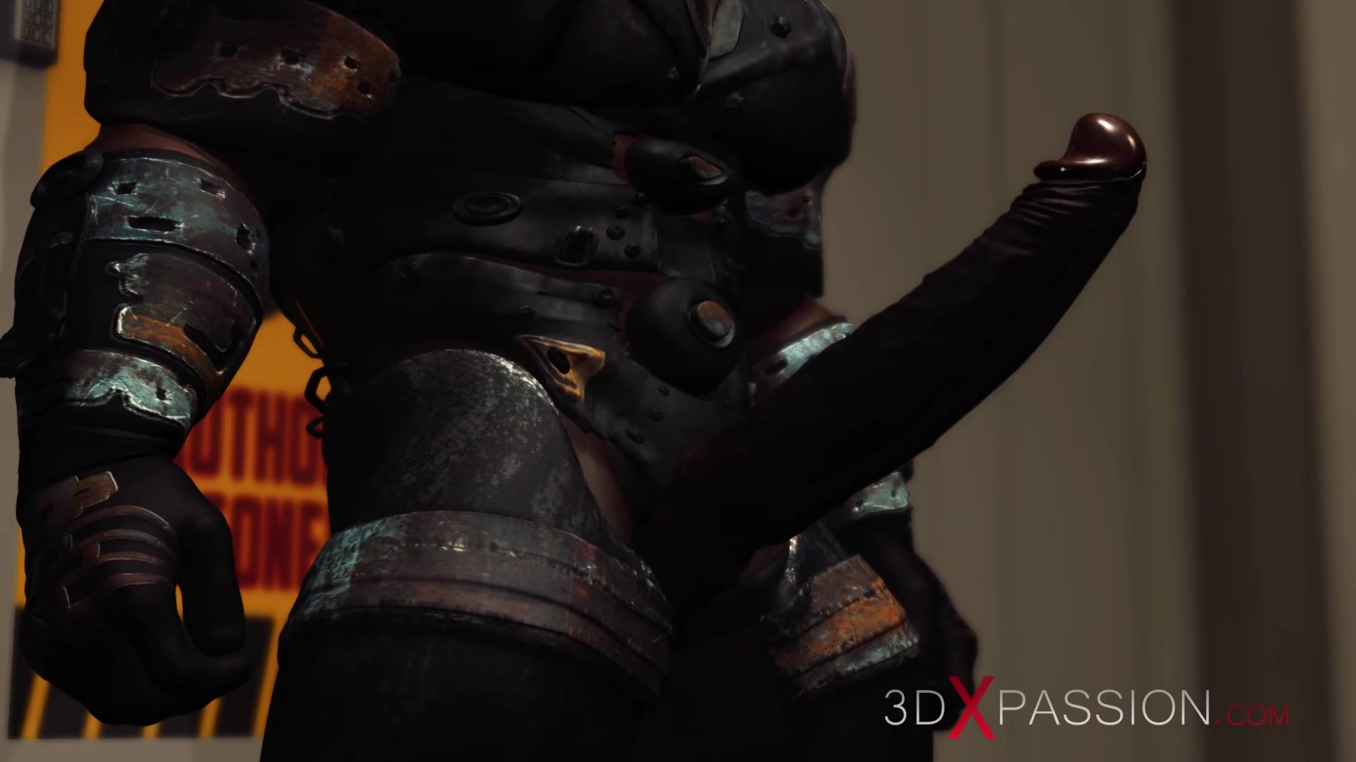 Sci-fi soldier fucks hard a hot woman with huge boobs in the lab