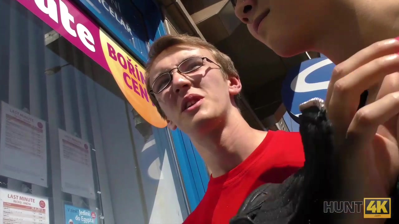 HUNT4K. Nerdy cuckold watches girlfriend fucked by muscular stranger