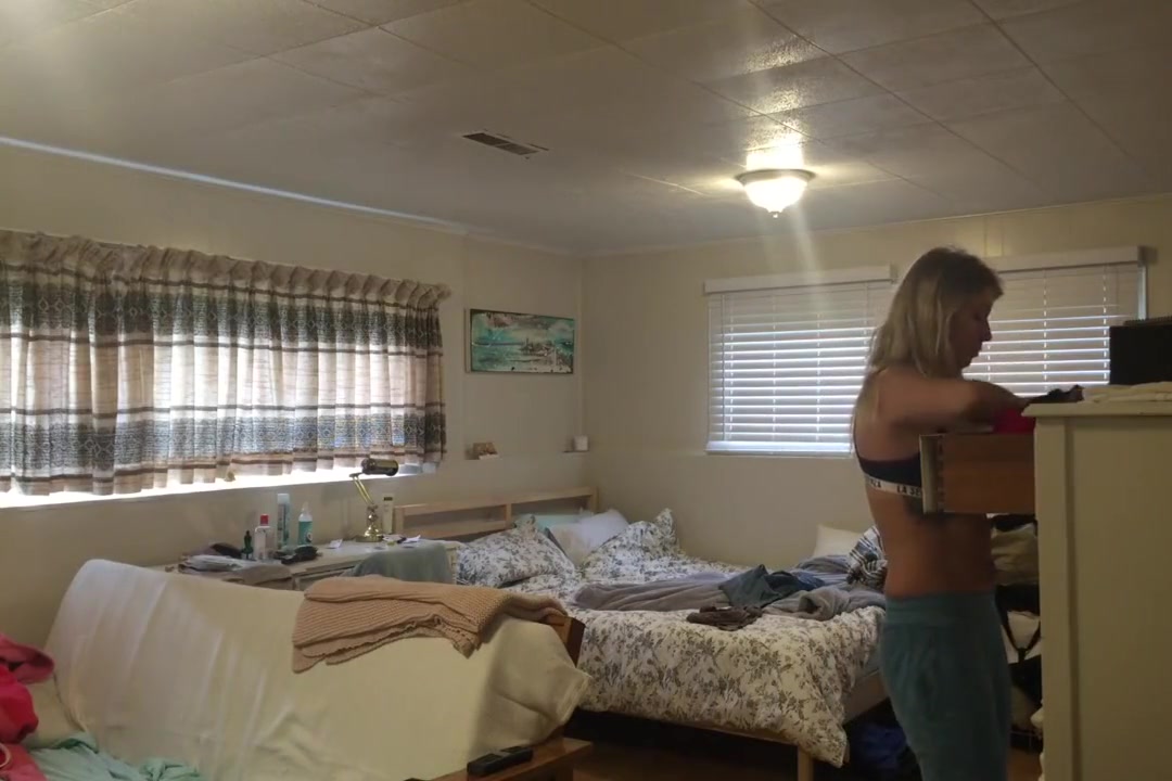 EPIC spy! Dumb slut young Step sister spied undressing after school