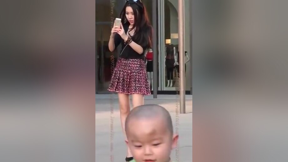 Chinese girl in short skirt