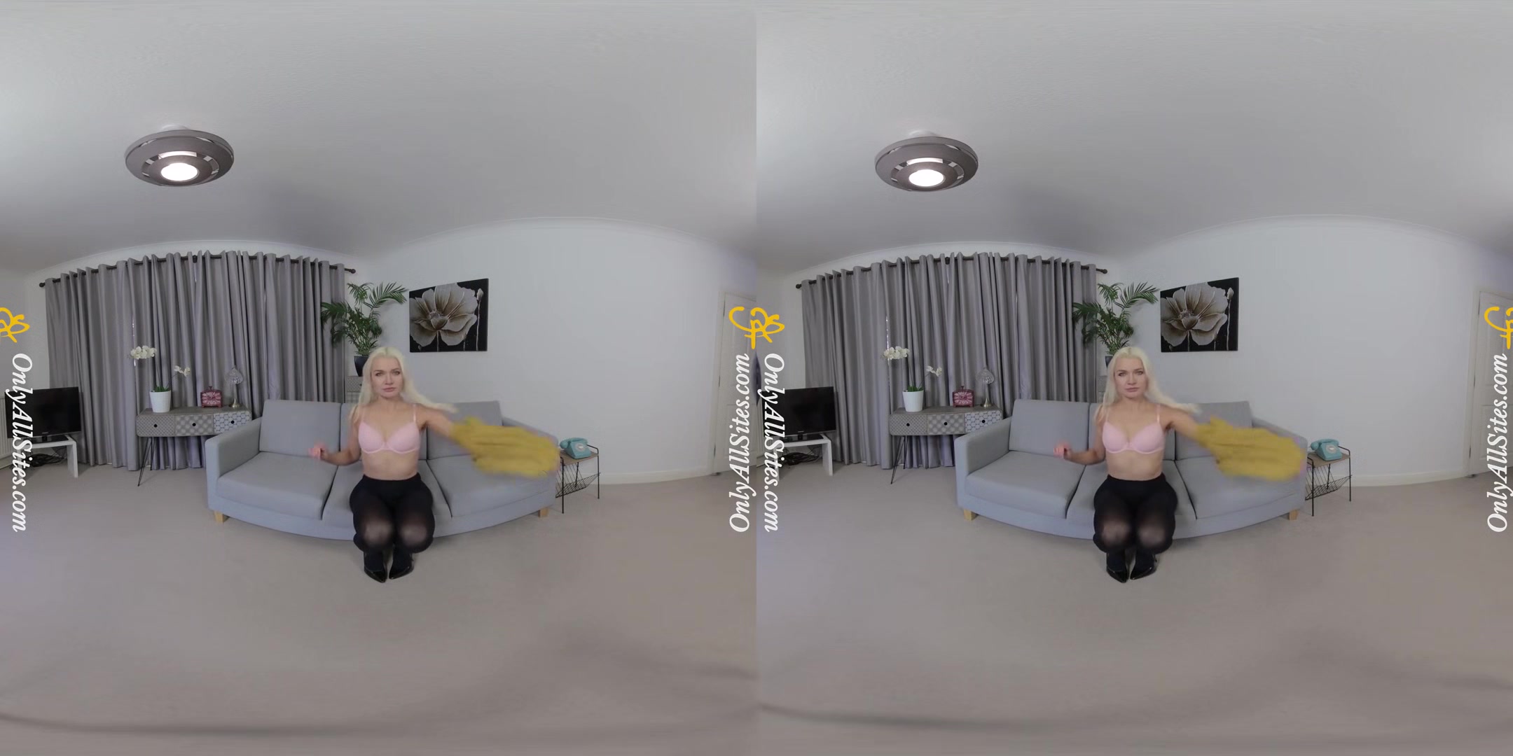 Lydia Jane - Home From Work Striptease - Blonde Striptease Pantyhose
