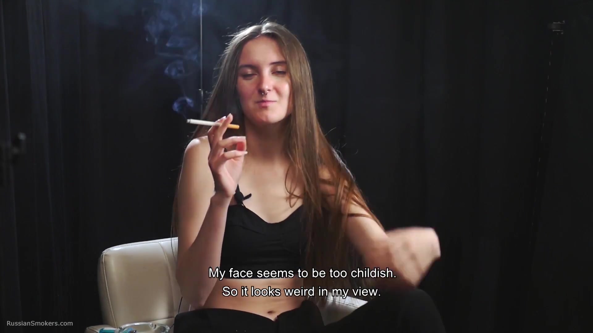 18 Y.O. Margarita Is Smoking Two 120mm Cigarettes And Givving An Interview About Smoking