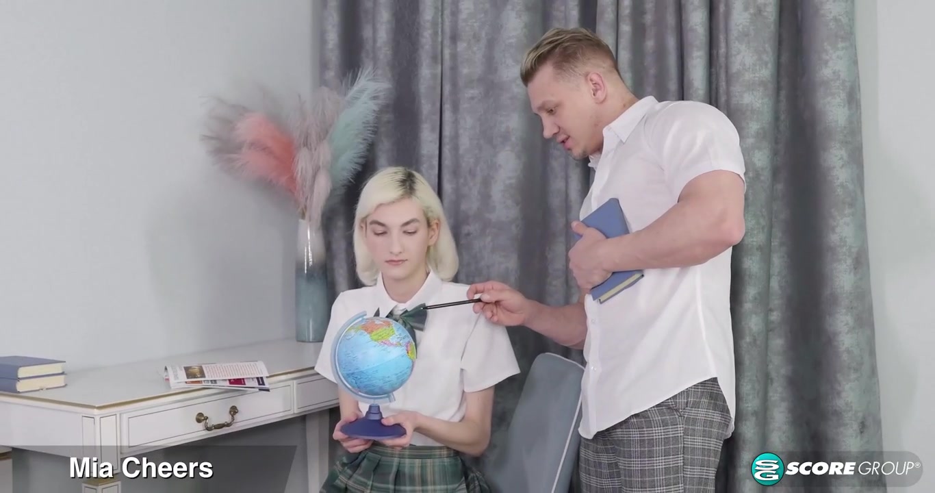 Skinny Blonde Mia Cheers Sucks and Fucks Her Tutor's Thick Cock