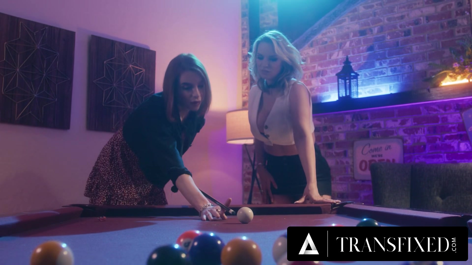 TRANSFIXED - Trans Janie Blade Fucks Stacked Rachael Cavalli On The Pool Table During A Strip Game