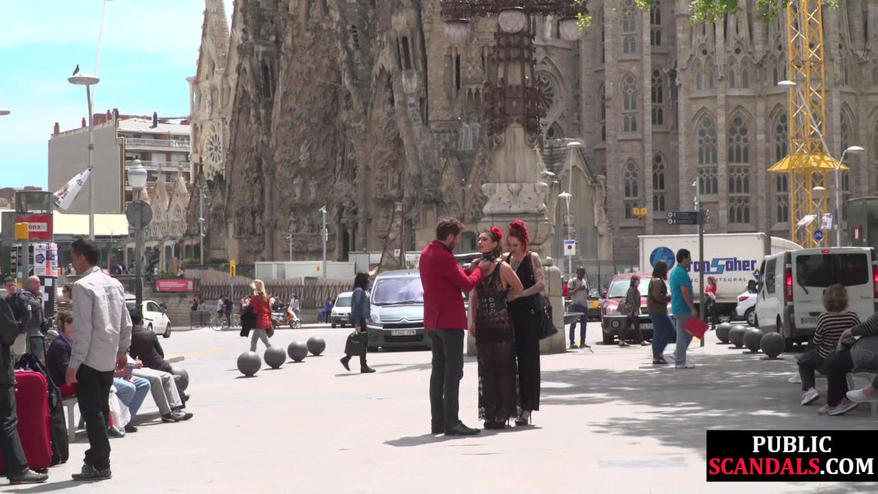 Slutty bae trapped at public place by dominant BDSM friends