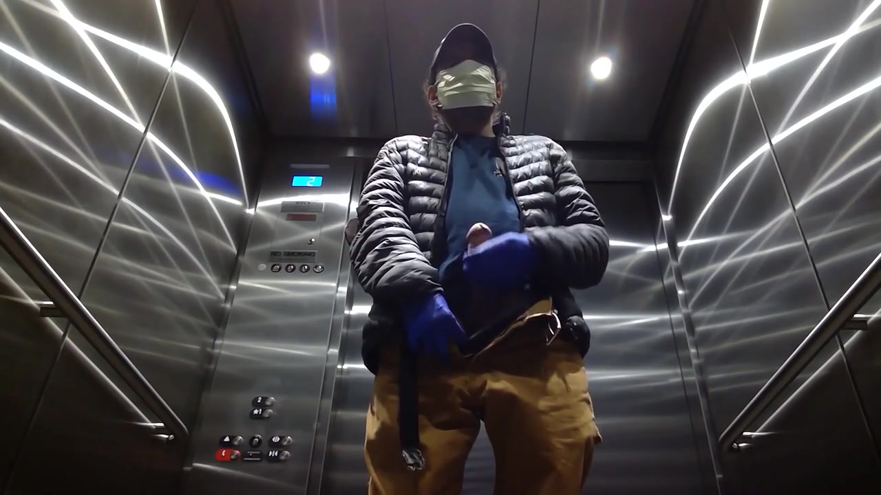 Elevator Jerking Off During Coronavirus Cums Big