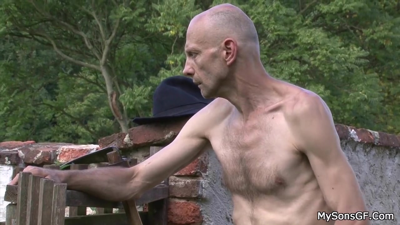 Old Man Toying teen 18+ Girl Outdoors