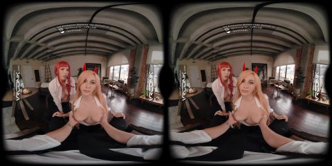 VR Conk Chainsaw Man Makima and Power A VR Porn Anime Parody Starring Casey Calvert & Angel Youngs