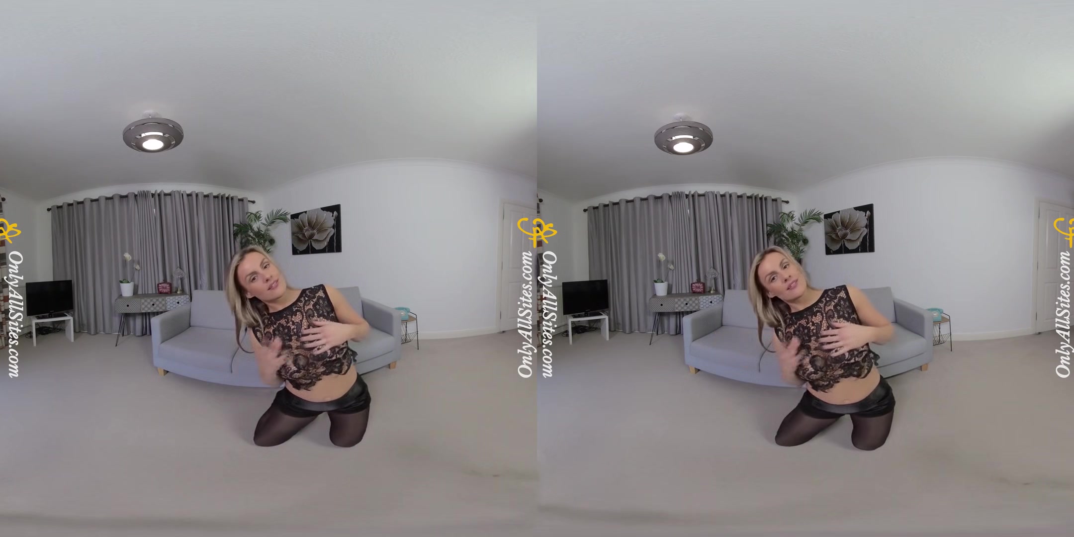 Amy Green - Blonde Club Babe With Big Tits - Busty Solo Model Striptease Nylons