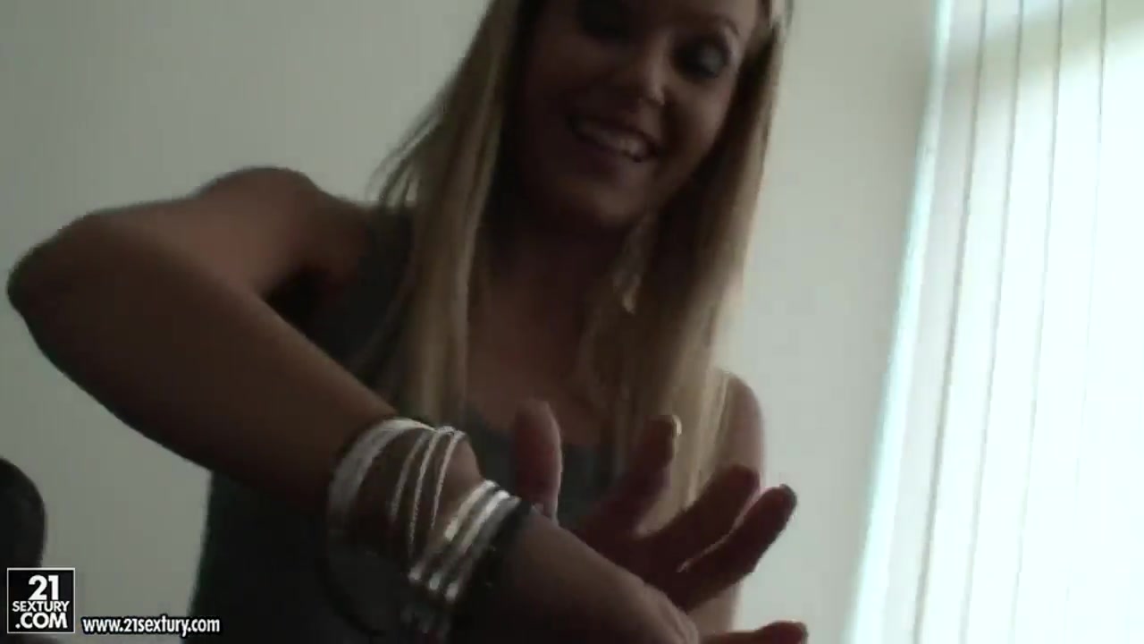 Blonde cutie Sophie Moone unboxing her presents at the eve of her birthday