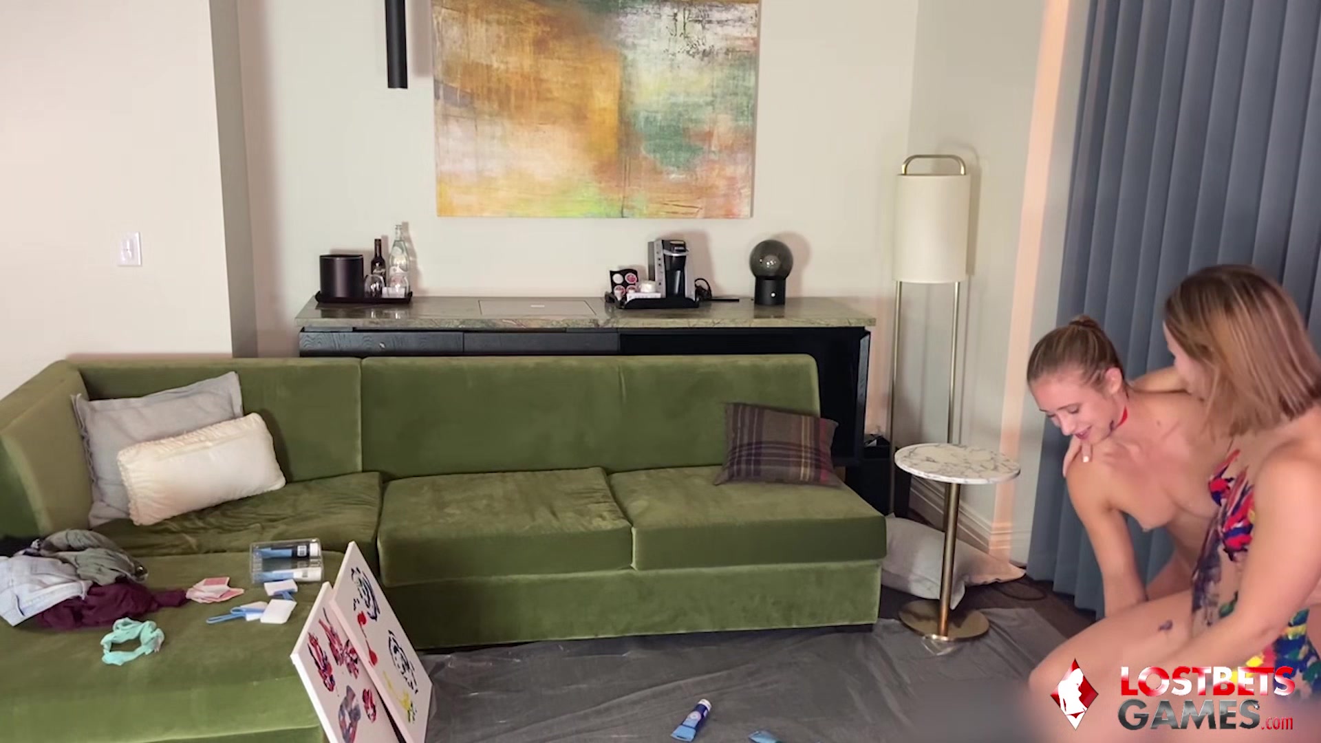 College Girls Anya & Lexie have some Nude Fun with Paint