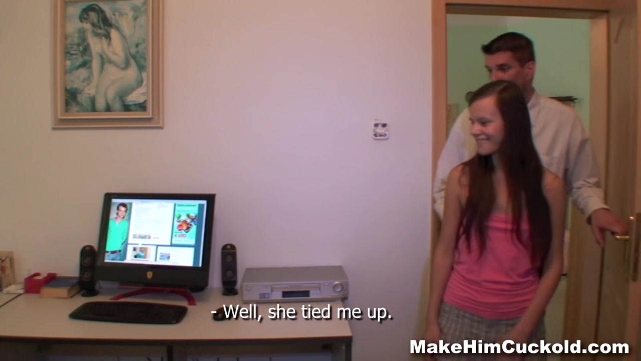 Make Him Cuckold - Punished with girlfriend fuck