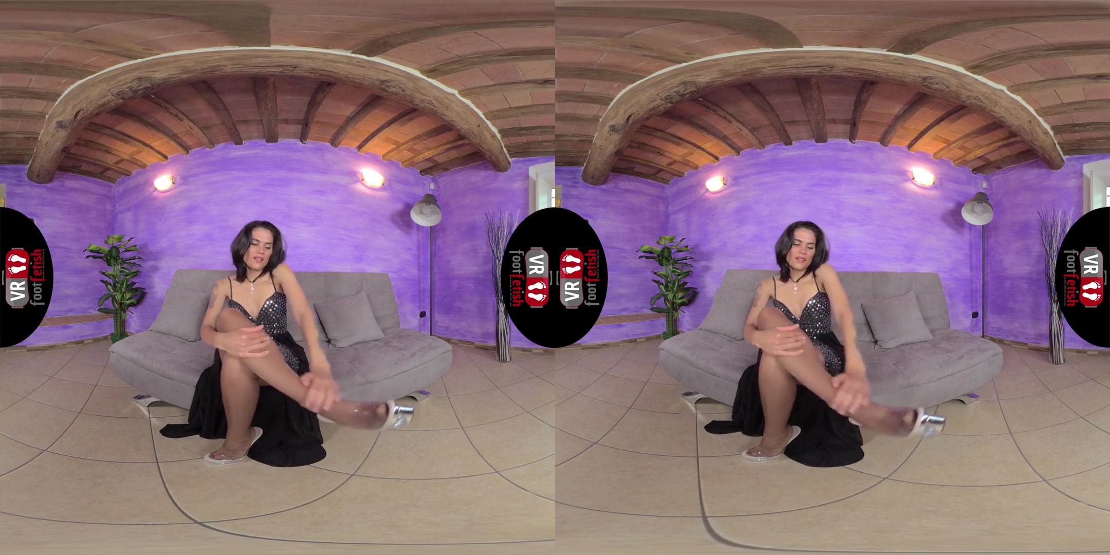 Stunning Chiara Pours Some Oil On Her Silky Smooth Nyloned Feet - Amazing Leg and Foot Fetish VR with Chiara