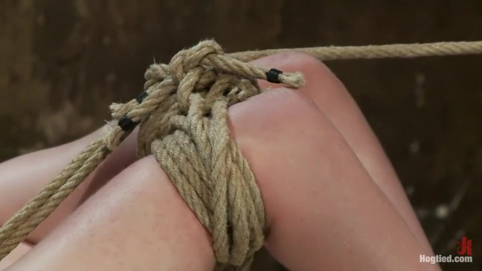 Hot 19 yr old suffers a category 5 Hogtied suspension. Isis Love makes her cum over and over