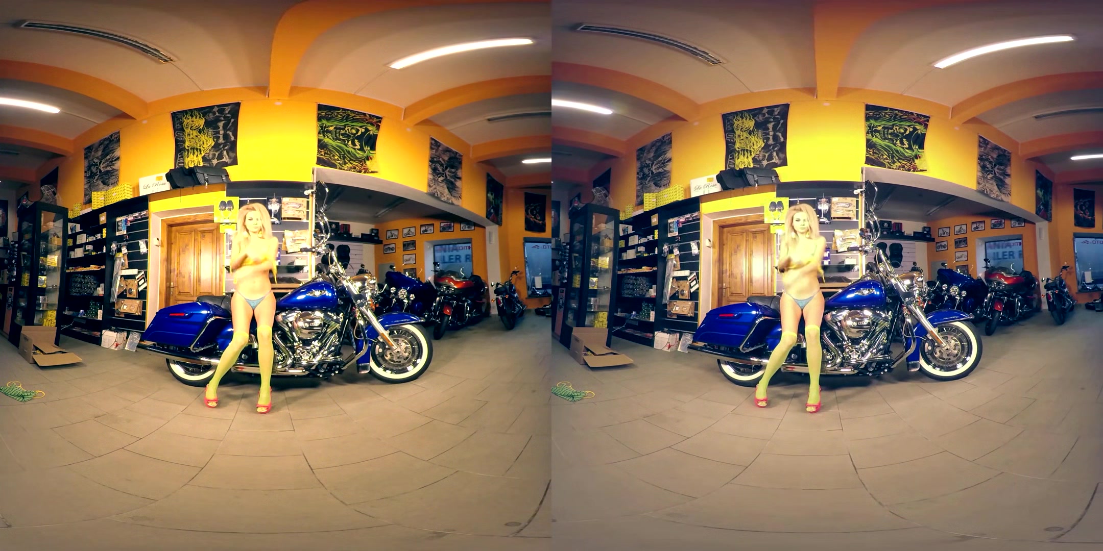 208 - Kate - Blonde Nude Posing With Motorcycle