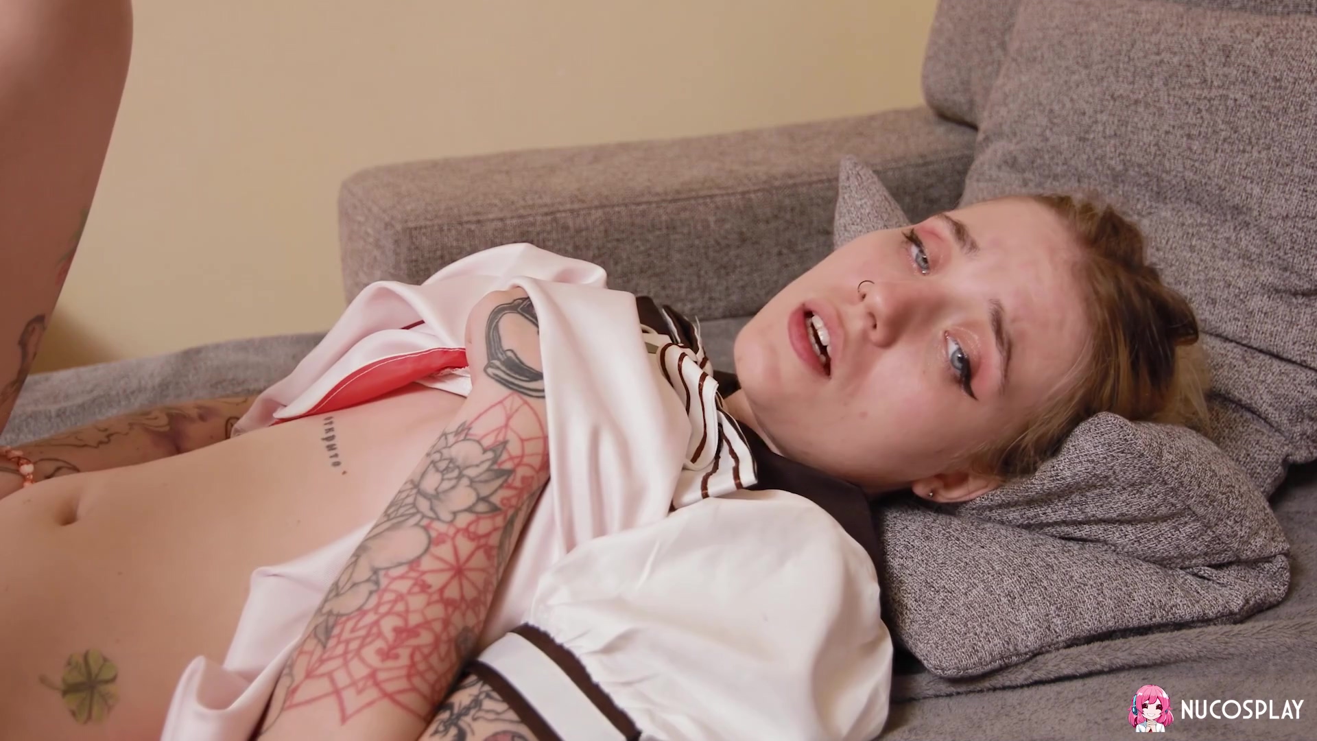 Naughty Girl Armed With A Sex Toy Solo Fun On The Couch - Angelina Bong