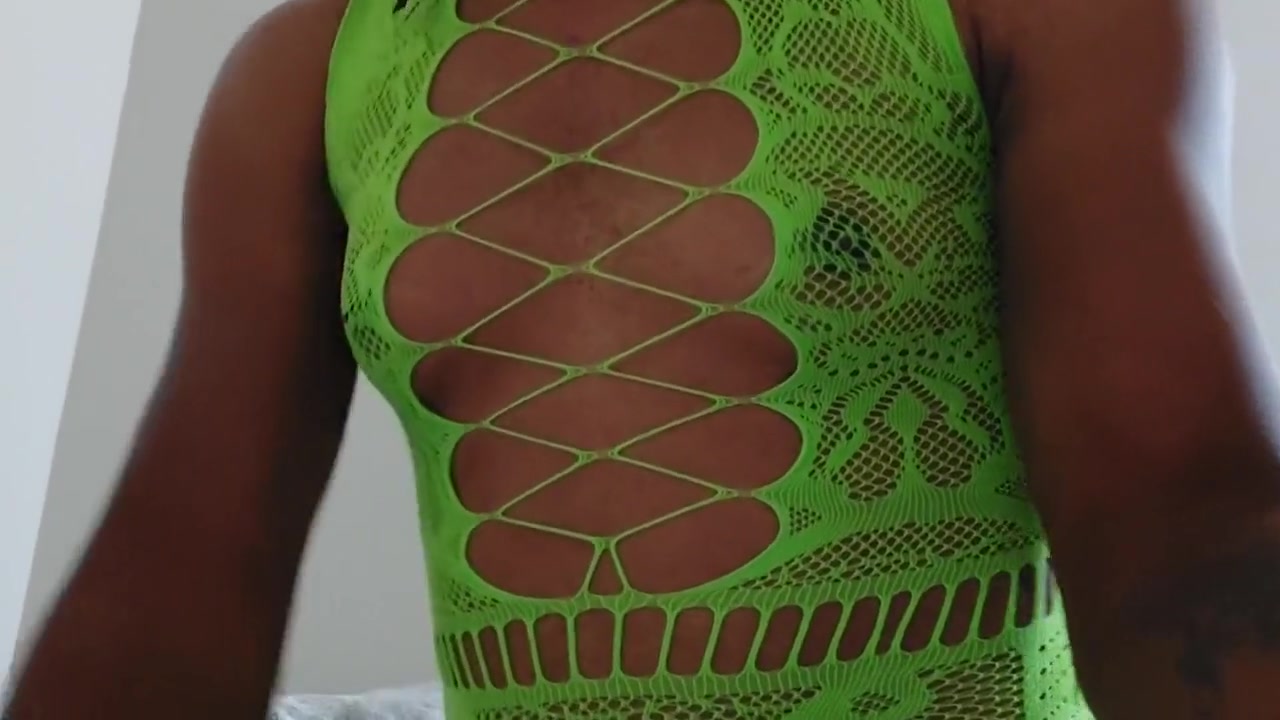 Tranny In Neon Green Lingerie