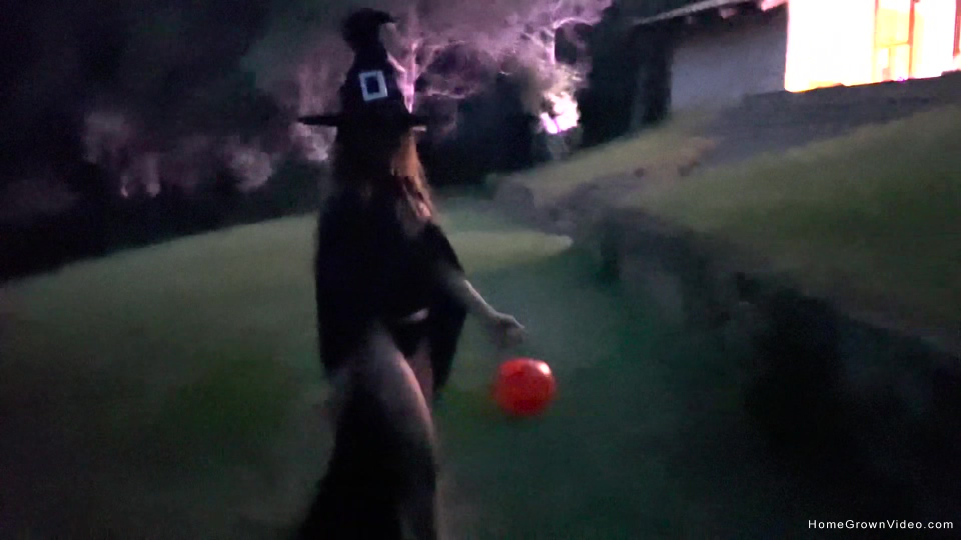 You wouldn't be spooked by these two sexy witches arriving at your door!
