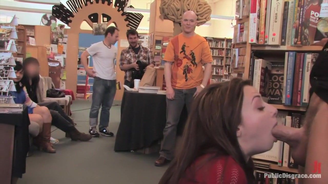 Redheaded bookworm gets humiliated and fucked in a bookstore!