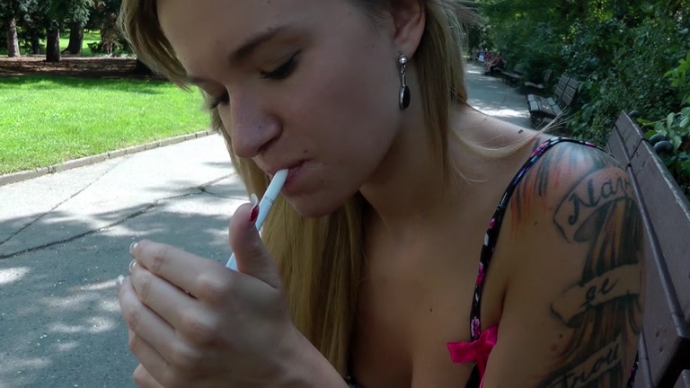 Public nudity and sex session with hot blonde
