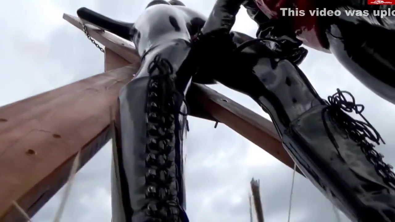 Chained And Used Latex Girl Outdoors