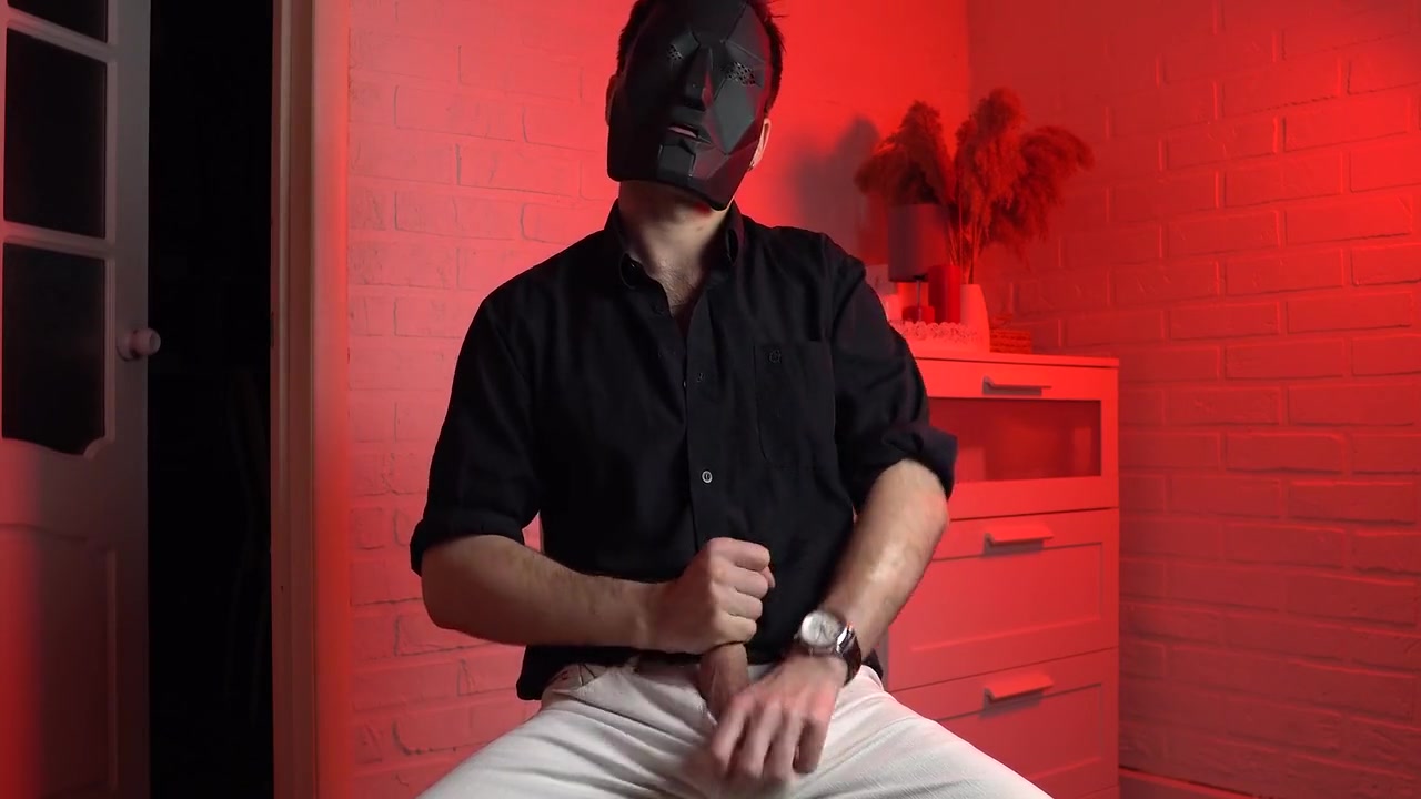 Masked Handsome Man Noel Dero Watches Kinky Porn And Jerks Off. Loud Moans And Orgasm Of A Young Guy